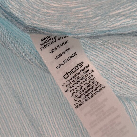 Chicos 2 Womens Light Blue V-Neck Crinkle Rayon Blouse Tunic Top Size Large - Picture 4 of 14